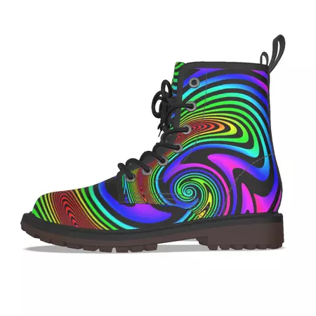 Hypno-Stompers! Men's Sizing Trippy Rainbow Boots Peace Fairy Vegan Le – AbyssWares