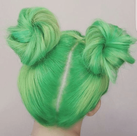green hair space buns