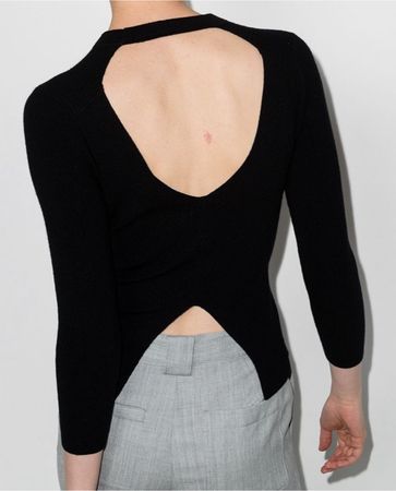 FRAME black ribbed cut-out back top sweater