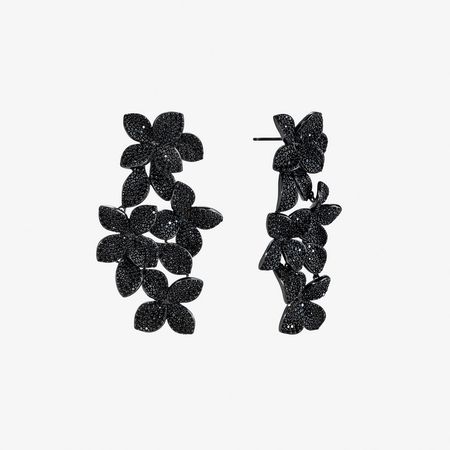 Alyssa Drop flower Earring statement black sparkle glitter shashi