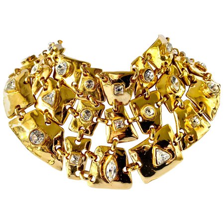 Vintage Christian Lacroix Gold Diamante Statement Necklace