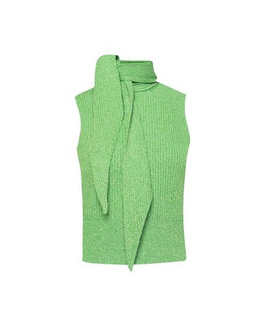 Ganni Top With Lurex Thread in Green - Lyst