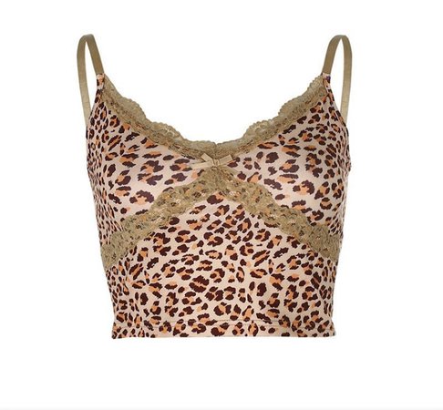 brown leopard lace tank top