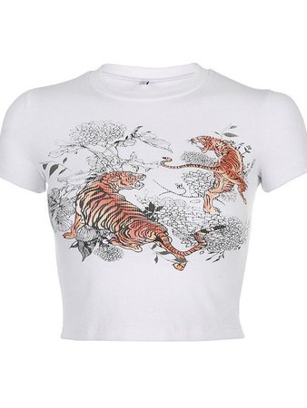 y2k Tiger Print Short Sleeve T-Shirt