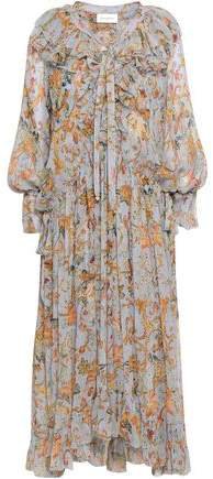 Ruffled Floral-print Silk-georgette Midi Dress
