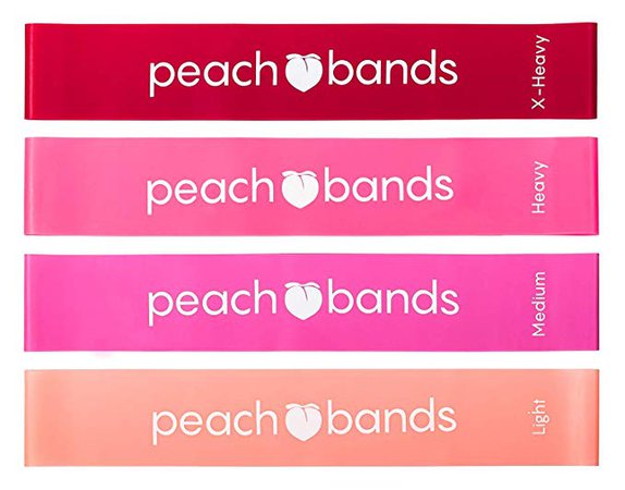 Peach Bands | Premium Matte Resistance Loop Bands | Pink Set of 4 with Carrying Bag | Exercise Fitness Booty Bands for Legs and Glutes | Physical Therapy, Stretch, Elastic, Strength, Home Workout, Exercise Bands - Amazon Canada