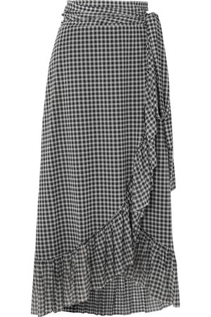 GANNI | Ruffled gingham mesh wrap skirt | NET-A-PORTER.COM
