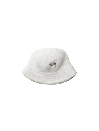 Stussy White Furry Hat — INTO ARCHIVE