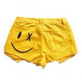 SMILEY FACE DENIM SHORTS on The Hunt