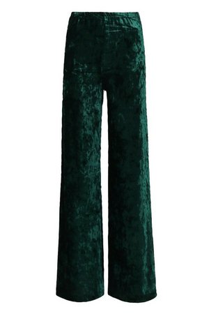 Wide Leg Velvet Trouser | Boohoo green
