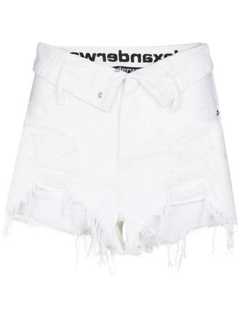 Shop white Alexander Wang Bite Flip distressed-finish denim shorts with Express Delivery - Farfetch