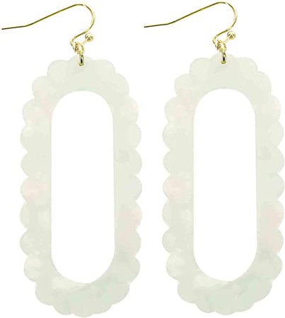 Amazon.com: Panacea Mint Resin Scallop Oval Earring, One Size: Clothing, Shoes & Jewelry