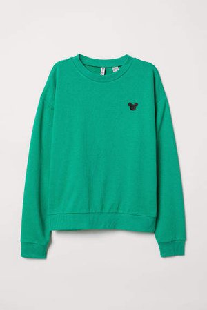 Sweatshirt with Embroidery - Green