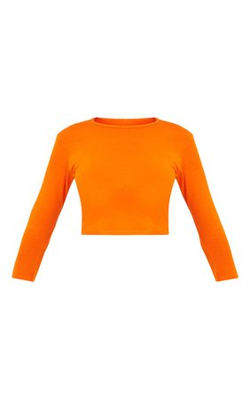 Orange Basic Split Back Longsleeve Crop Top | PrettyLittleThing