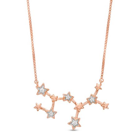1/20 CT. T.W. Diamond Sagittarius Constellation Necklace in Sterling Silver with 14K Rose Gold Plate | Zales