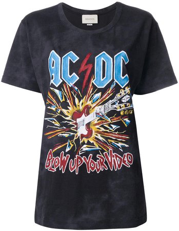AC/DC print tie-dye T-shirt