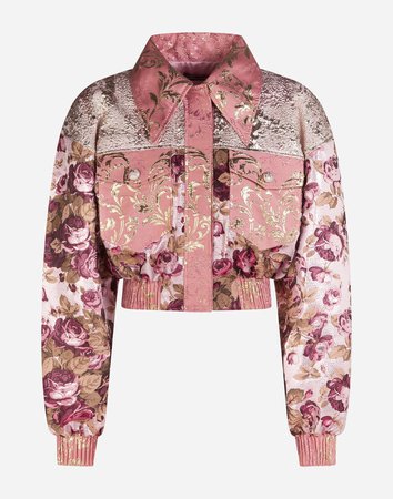 Women's Jackets | Dolce&Gabbana - LUREX FLORAL JACQUARD BOMBER JACKET