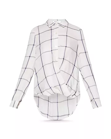 BCBGENERATION Windowpane Draped High/Low Blouse | Bloomingdale's
