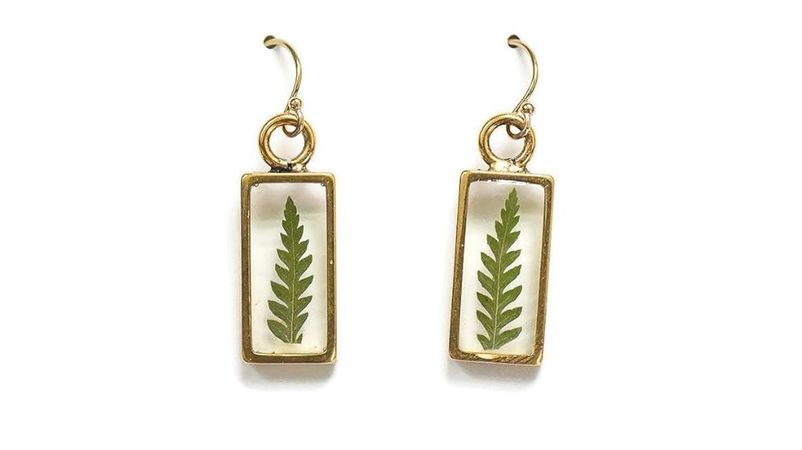 Amazon.com: Olive Bella™ 14k Gold Filled Ear Wire Fern Leaf Flower Earrings for Women, 1 inch Drop Length : Handmade Products