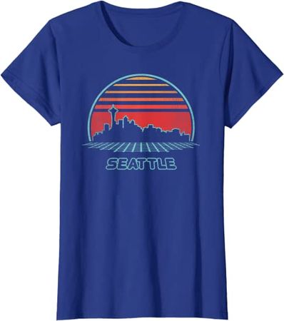 Amazon.com: Seattle City Skyline Retro 80s Style Souvenir Gift T-Shirt : Clothing, Shoes & Jewelry