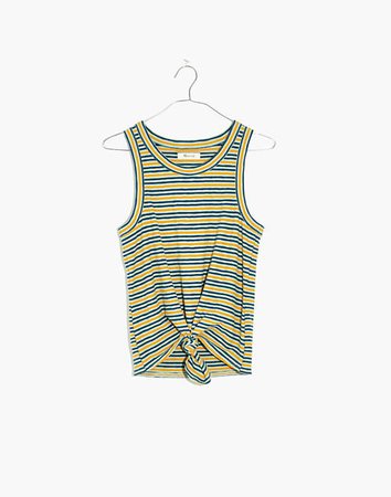 Audio Knot-Front Tank Top in Stripe