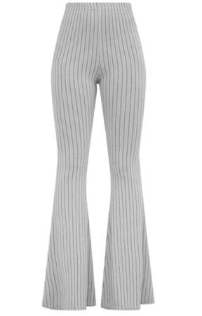 Grey Flared Ribbed Pants