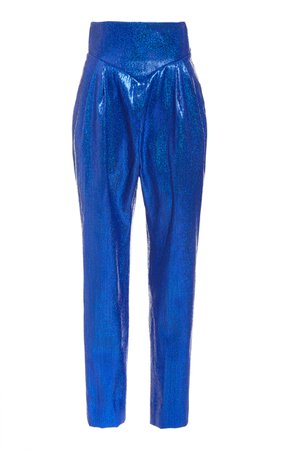 High-Waisted Lamé Tapered Pants by Rodarte