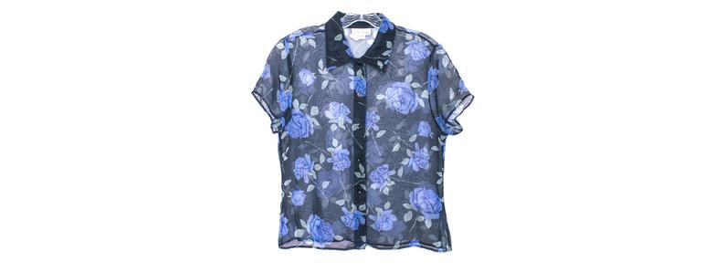 90's Floral Shirt Blouse Blue Black Floral Top 90's | Etsy