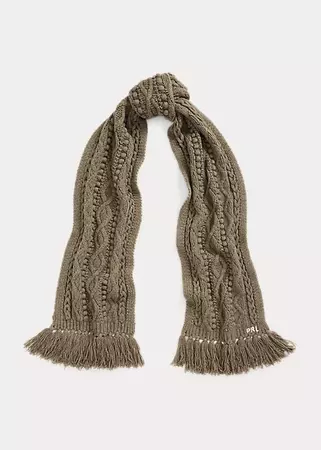 Aran-Knit Fringe Wool-Blend Scarf