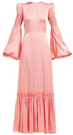 Cosmo Floral Jacquard Satin Maxi Dress - Womens - Pink