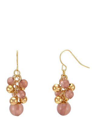 Kim Rogers® Pink Pearl Shaky Cluster Gold Tone Drop Earrings | belk