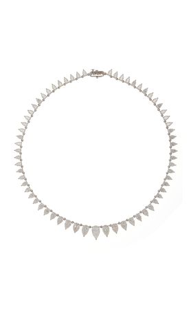 14k White Gold Graduated Pear Diamond Tennis Necklace By Vrai | Moda Operandi