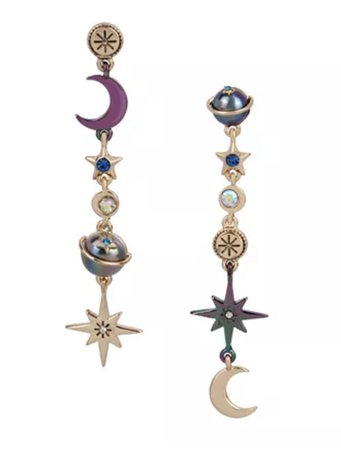 Mismatched Planetary Gem and Pearl Earrings