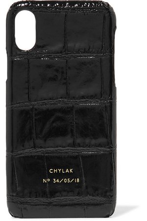 Chylak | Glossed croc-effect leather iPhone X case | NET-A-PORTER.COM