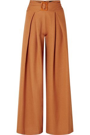 PatBO | Belted woven wide-leg pants | NET-A-PORTER.COM