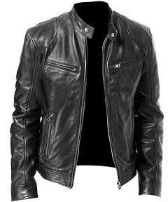 men’s black leather jacket - Google Shopping