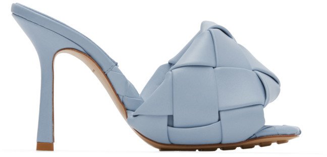Blue Intrecciato Lido Heeled Sandals