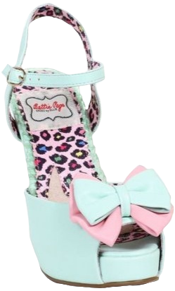 bettie page mint pink pastel peep toe heels with bow