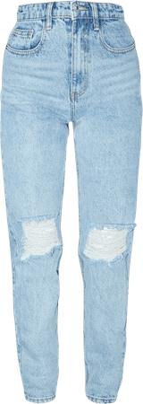 PRETTYLITTLETHING Light Blue Wash Knee Rip Mom Jeans