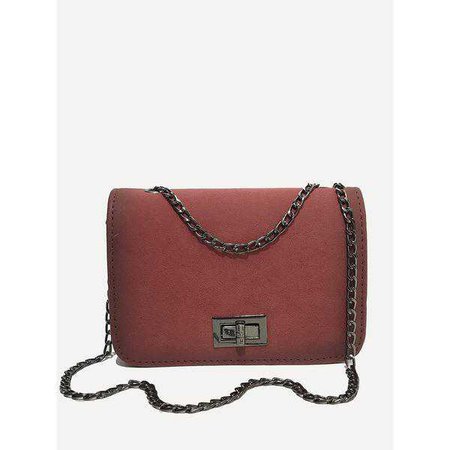 Fashiontage - Red Pu Flap Chain Bag - 922162495549