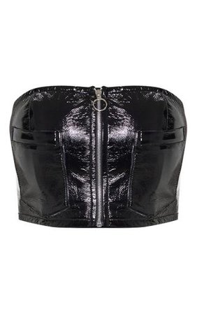 PLT black faux leather top