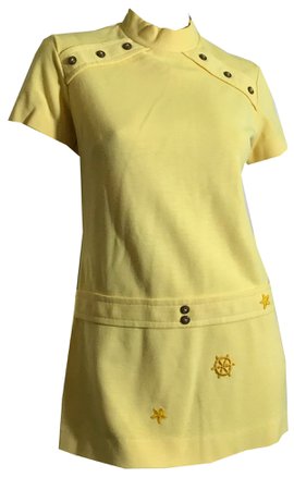 Yellow Nautical Poly Micro Mini Dress Tunic with Stars and Anchors cir – Dorothea's Closet Vintage