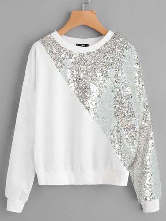 Contrast Sequin Sweatshirt | SHEIN USA
