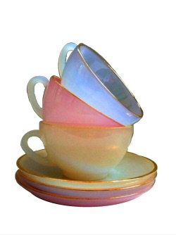 iridescent tea cups