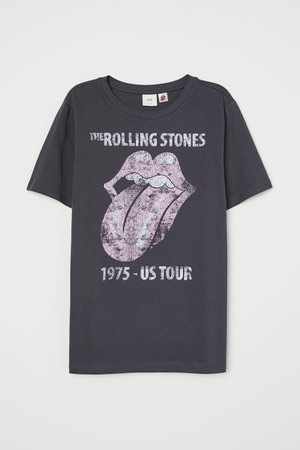 T-shirt with Motif - Dark gray/The Rolling Stones - Ladies | H&M US