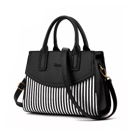 Fashion Ladies Black And White Striped Handbag Splicing Color Shoulder Bag Large Capacity Luxury Handbags Women Bags Designer Leather Satchel Ladies Bags From Vikiipedia, $35.03| DHgate.Com