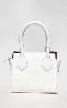 White Croc Mini Grab Bag | Accessories | PrettyLittleThing