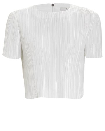 Pleated Cropped Sateen Top