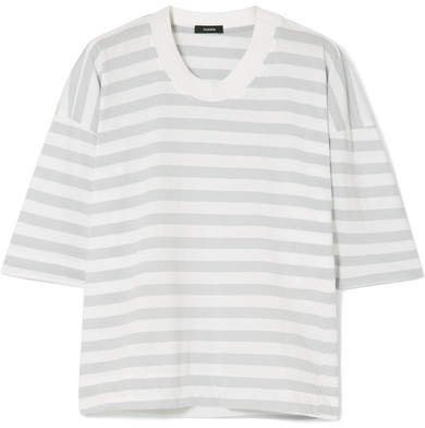 Striped Organic Cotton-jersey T-shirt - Gray