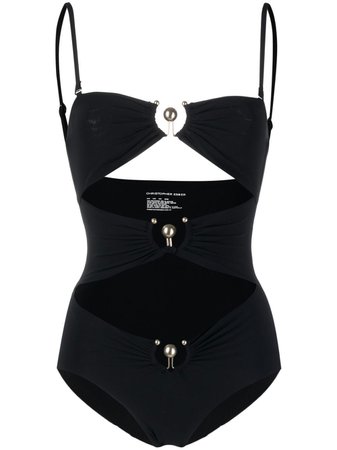 Christopher Esber ring-embellished cut-out Swimsuit - Farfetch